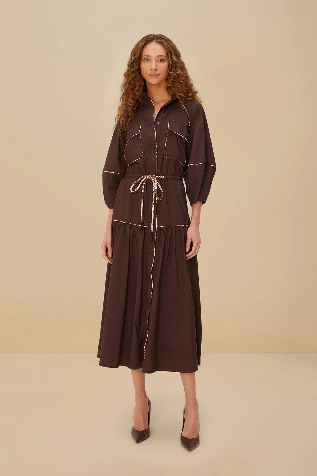 Brown Chemise Midi Dress