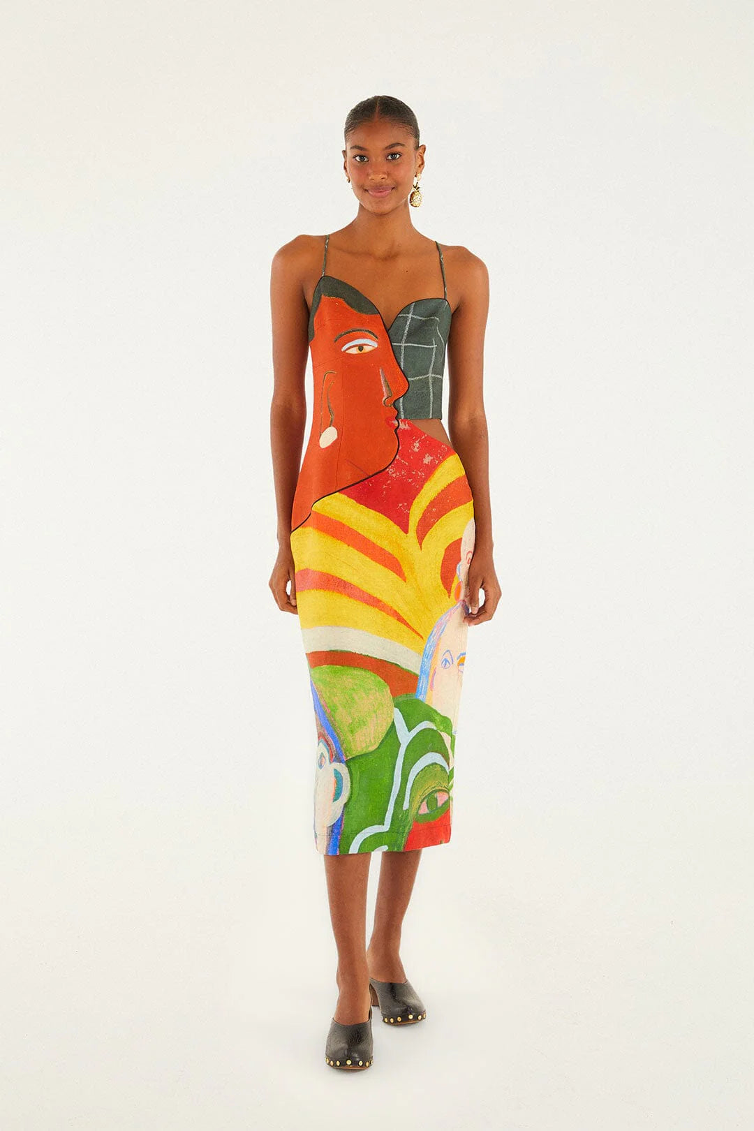 A Popular Cafe Sleeveless  Euroflax™ Premium Linen Midi Dress