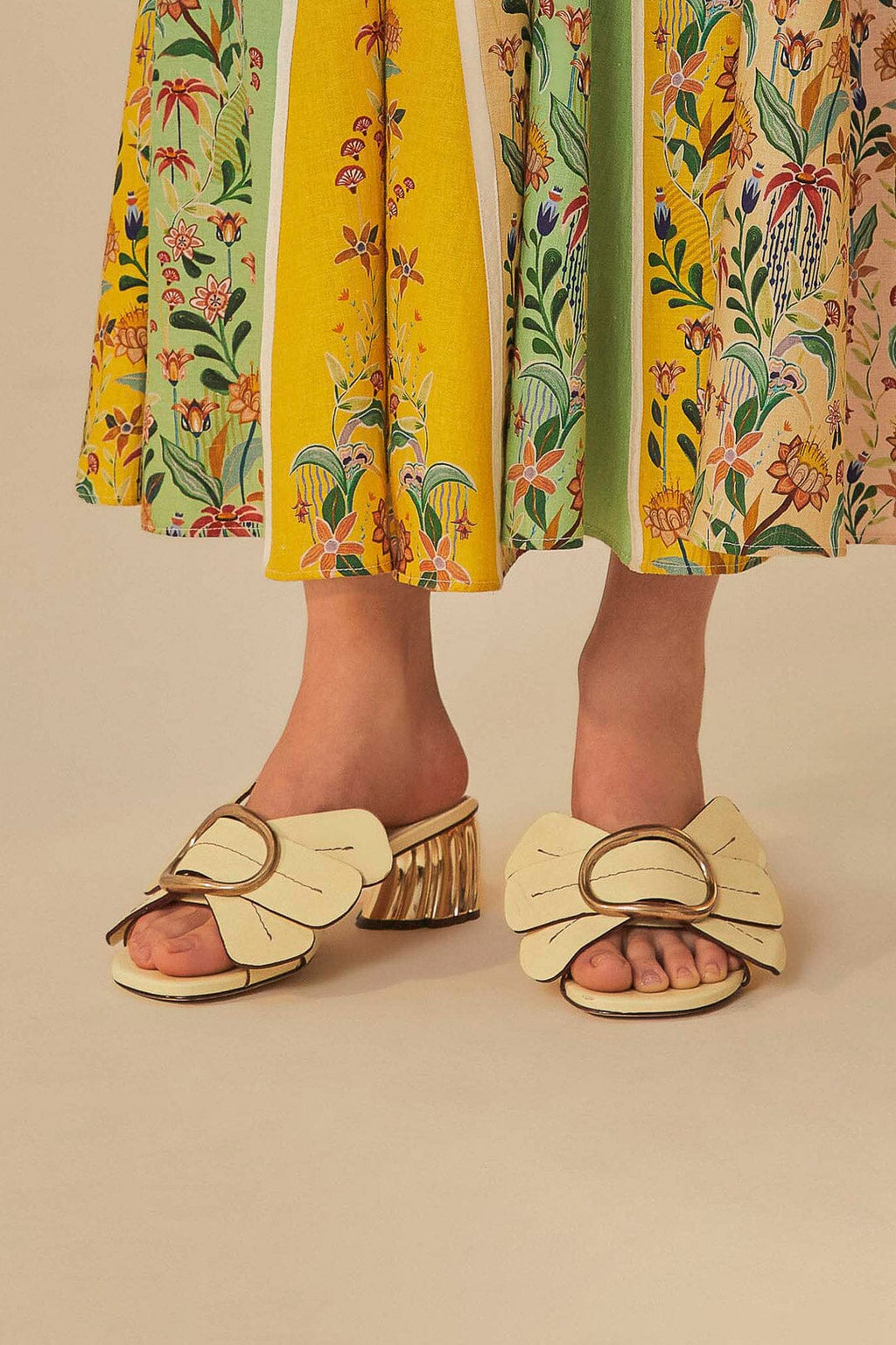 Banana Yellow Daisy Heeled Mule