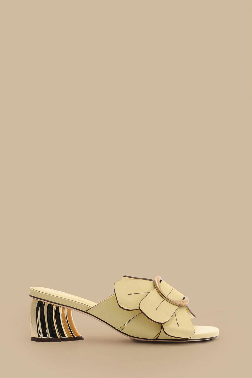 Banana Yellow Daisy Heeled Mule