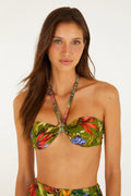 Dark Green Strelitzia Push Up Bikini Top