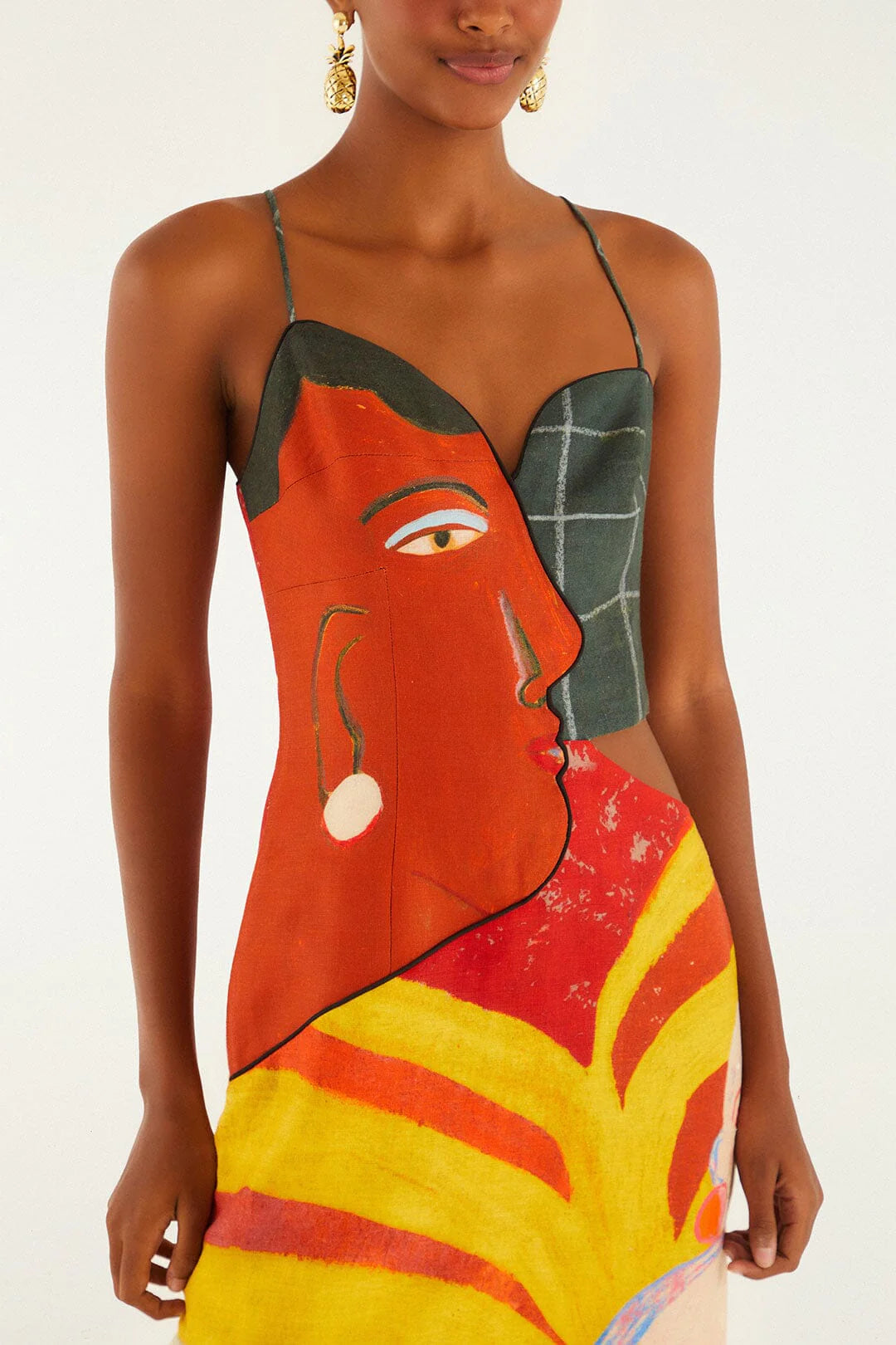 A Popular Cafe Sleeveless  Euroflax™ Premium Linen Midi Dress