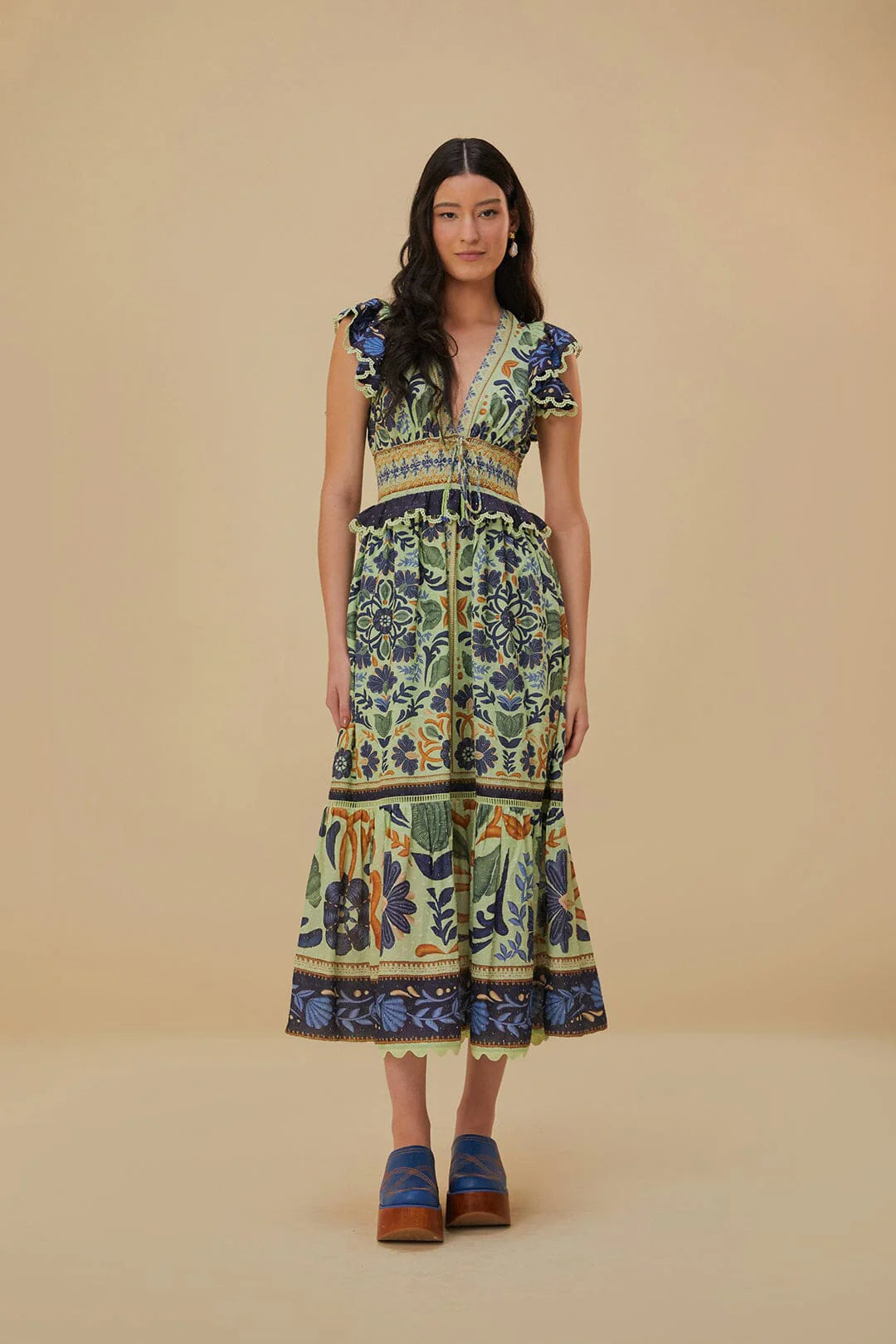 Green Ocean Tapestry Maxi Dress
