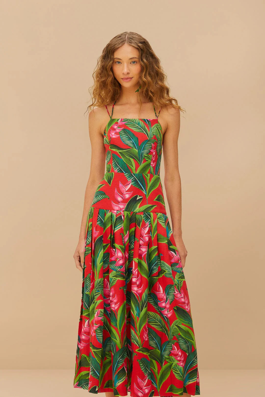 Red Dream Garden LENZING™ ECOVERO™ Euroflax™ Maxi Dress