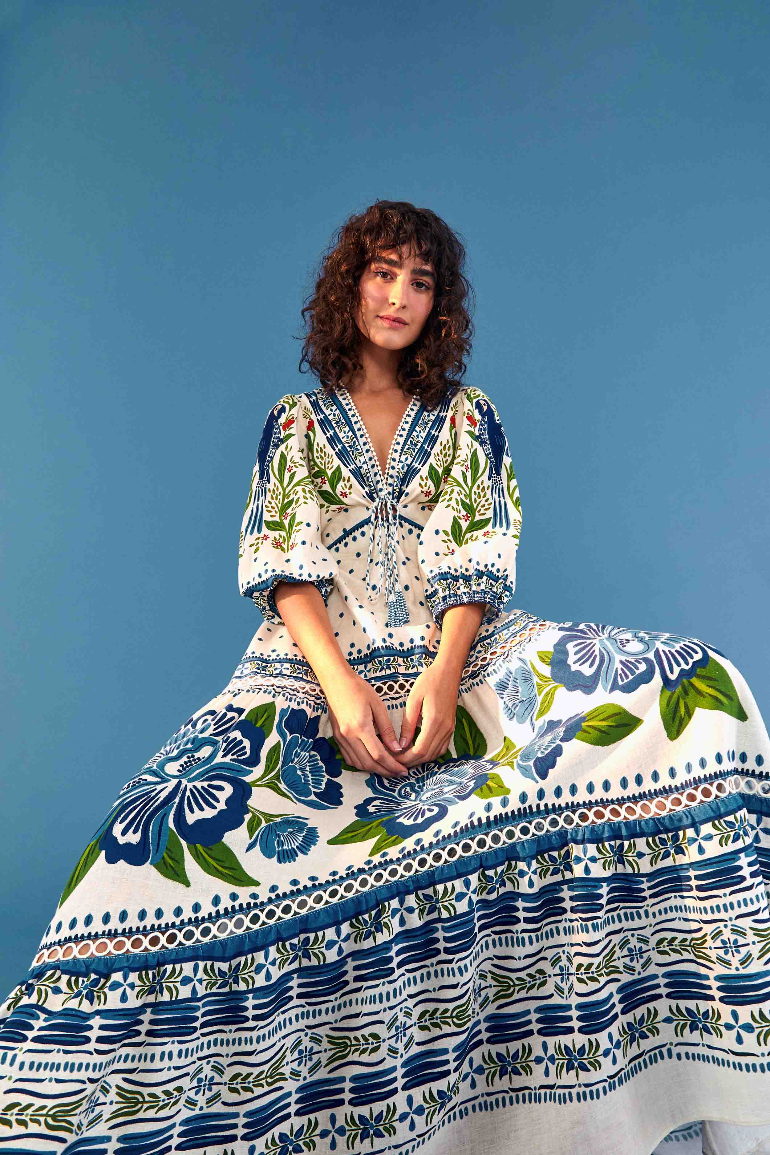 Off White Macaw Flight Maxi Dress