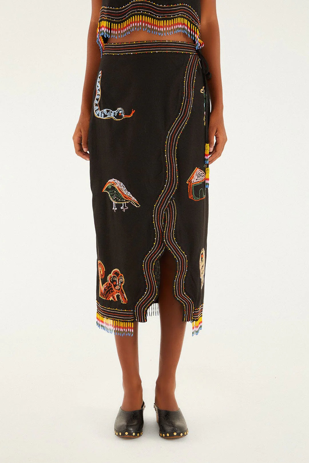 Ana Leovy Farm Rio Figures Lenzing™ Ecovero™ Euroflax™ Wrap Midi Skirt