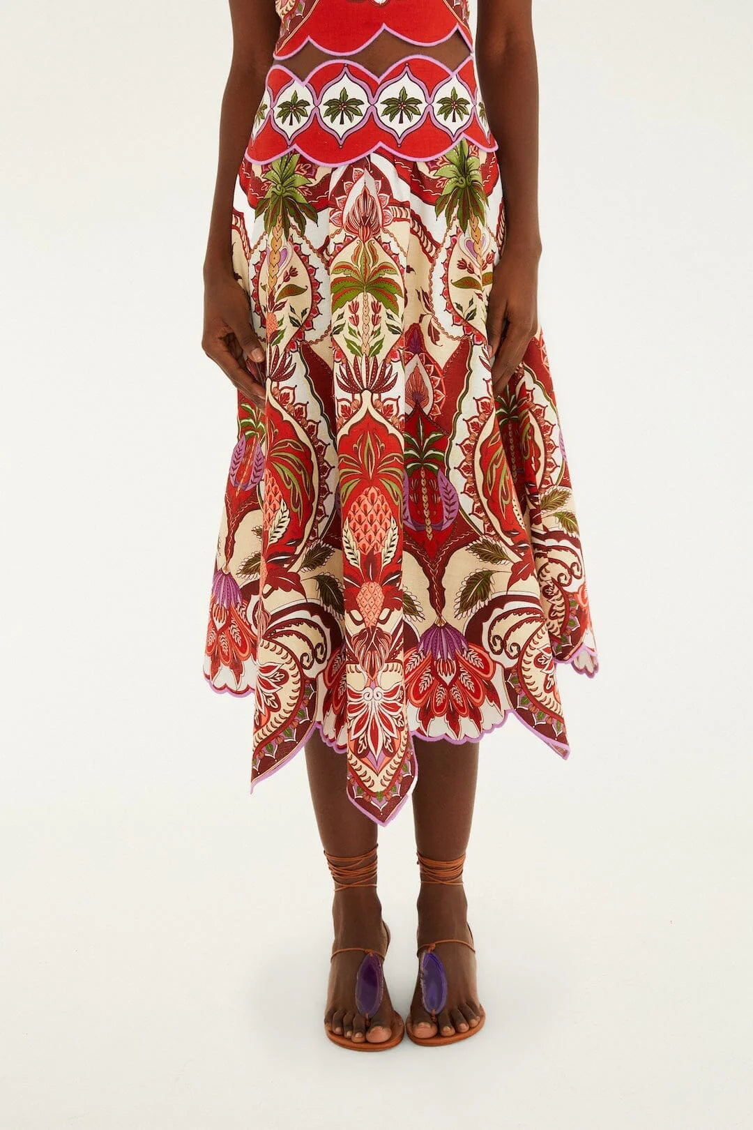 Red Odara Scallops Lenzing™ Ecovero™ Euroflax™ Midi Skirt