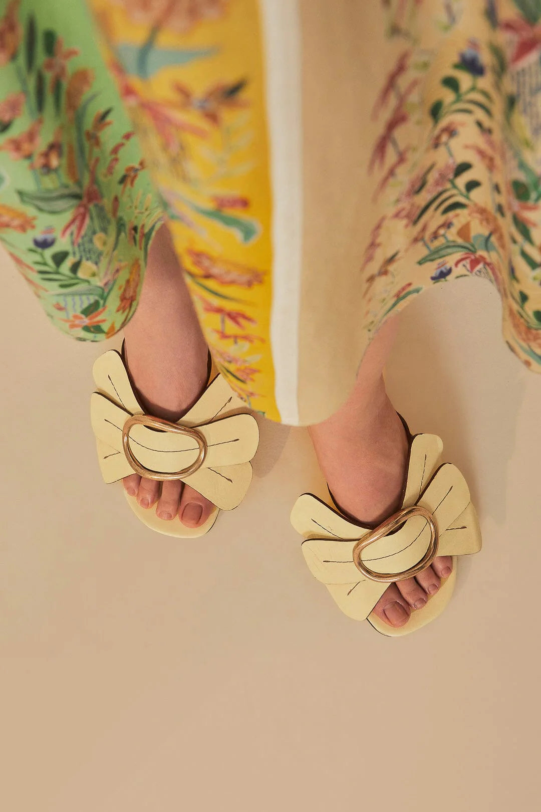 Banana Yellow Daisy Heeled Mule