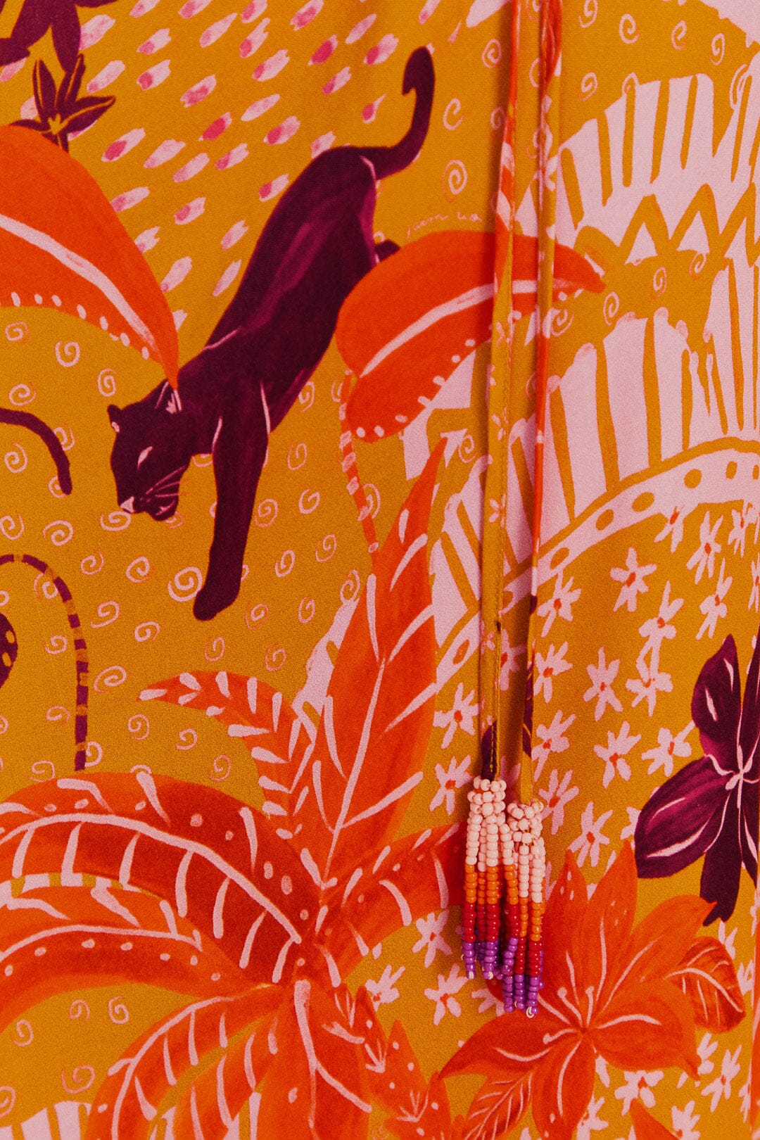 Beige Jungle Panther Lenzing™ Ecovero™ Viscose Midi Dress