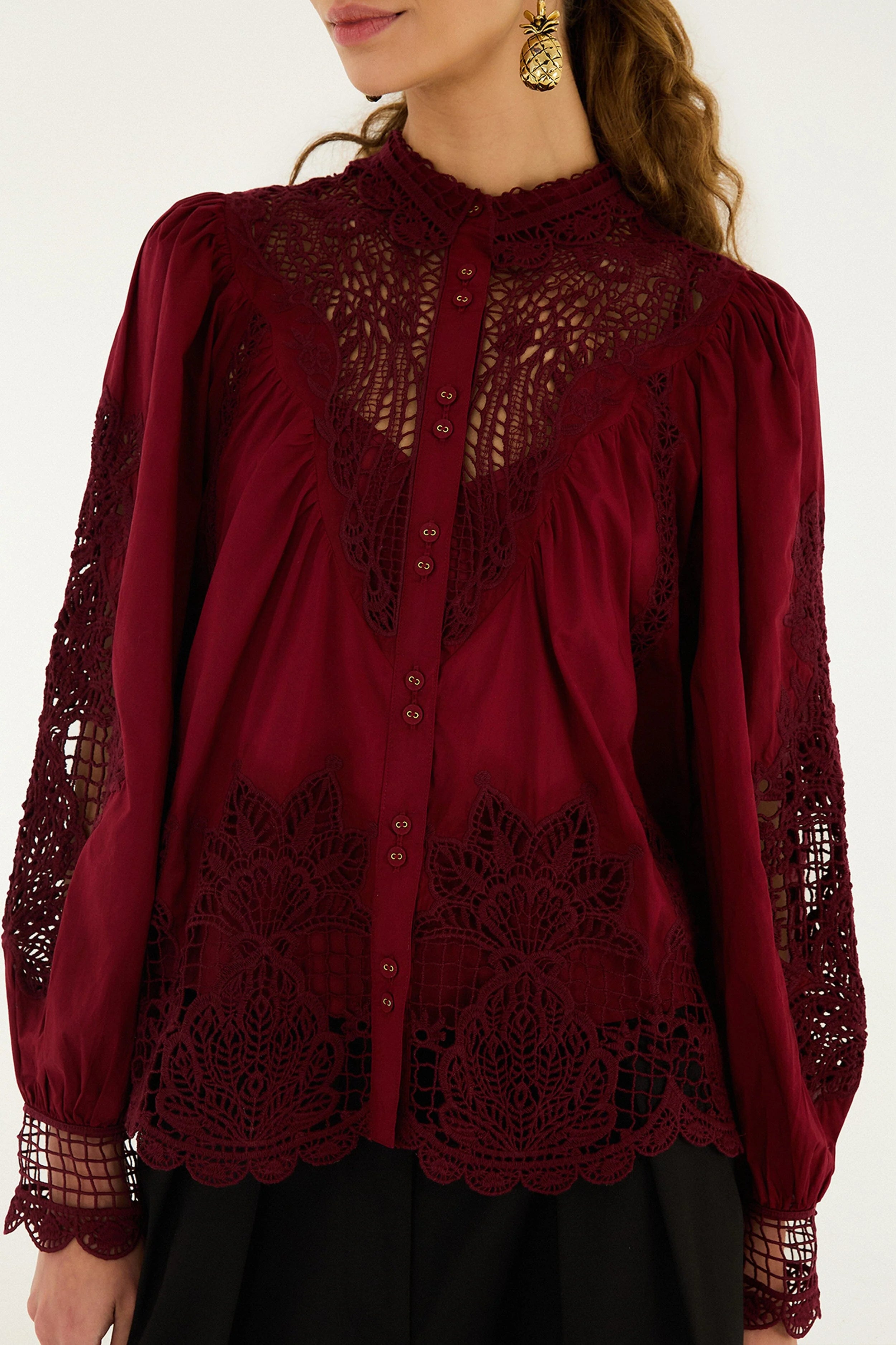 Berry Garden Guipure Organic Cotton Blouse