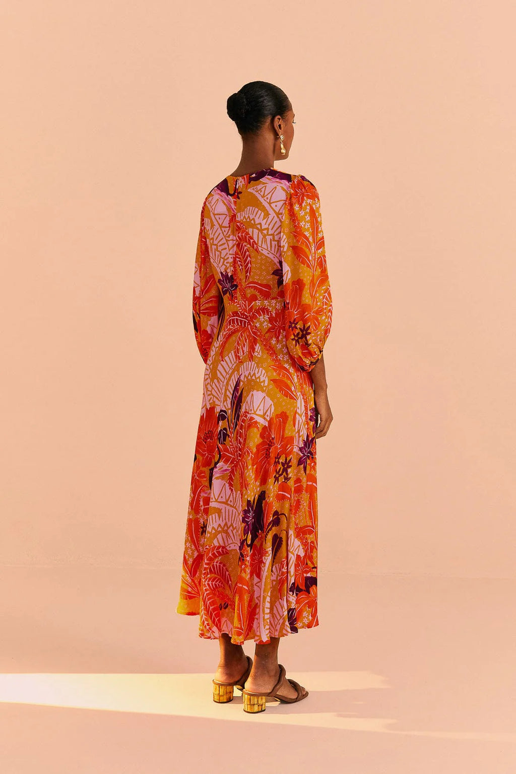 Beige Jungle Panther Lenzing™ Ecovero™ Viscose Midi Dress