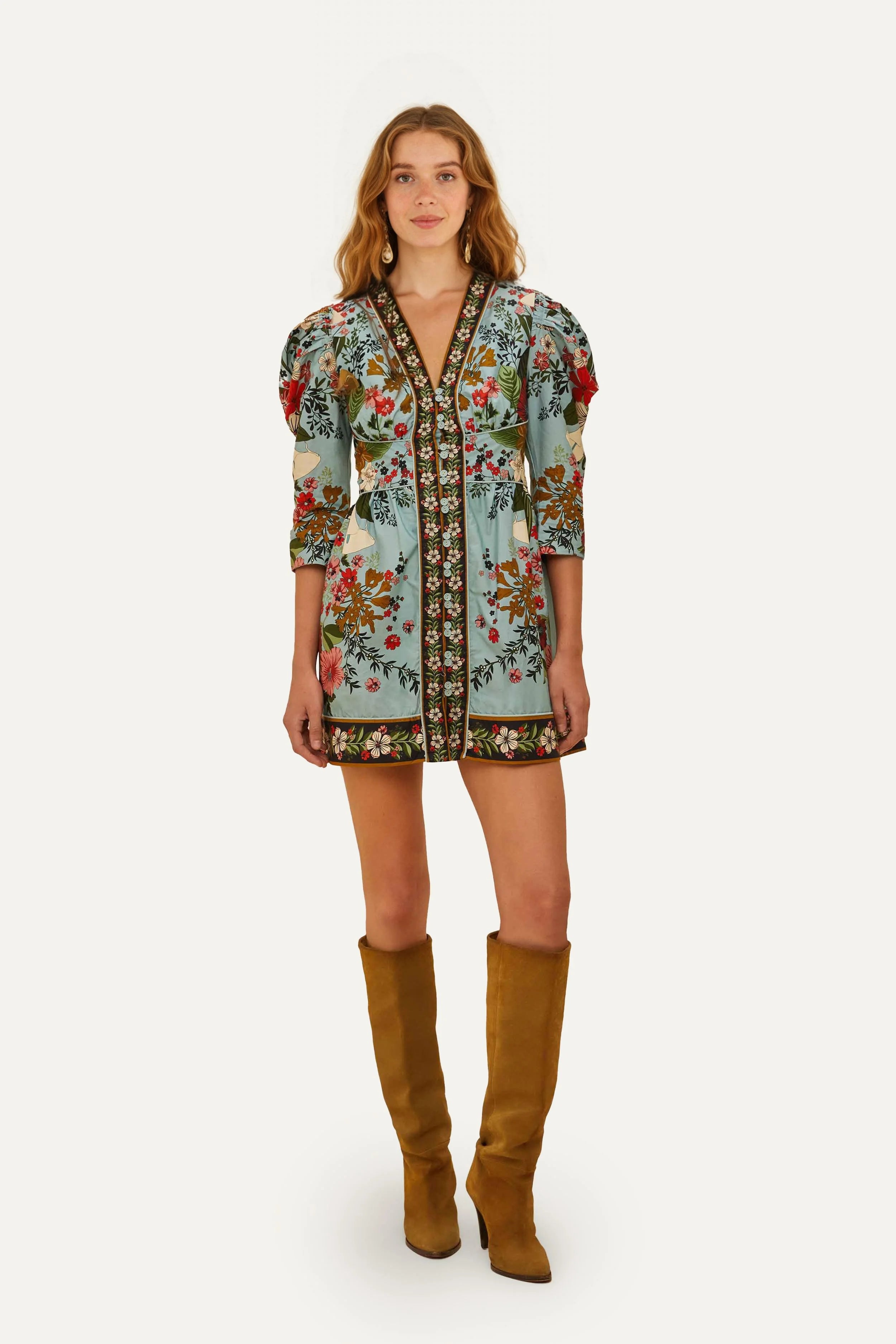 Blue Beauty Bouquet Mini Dress