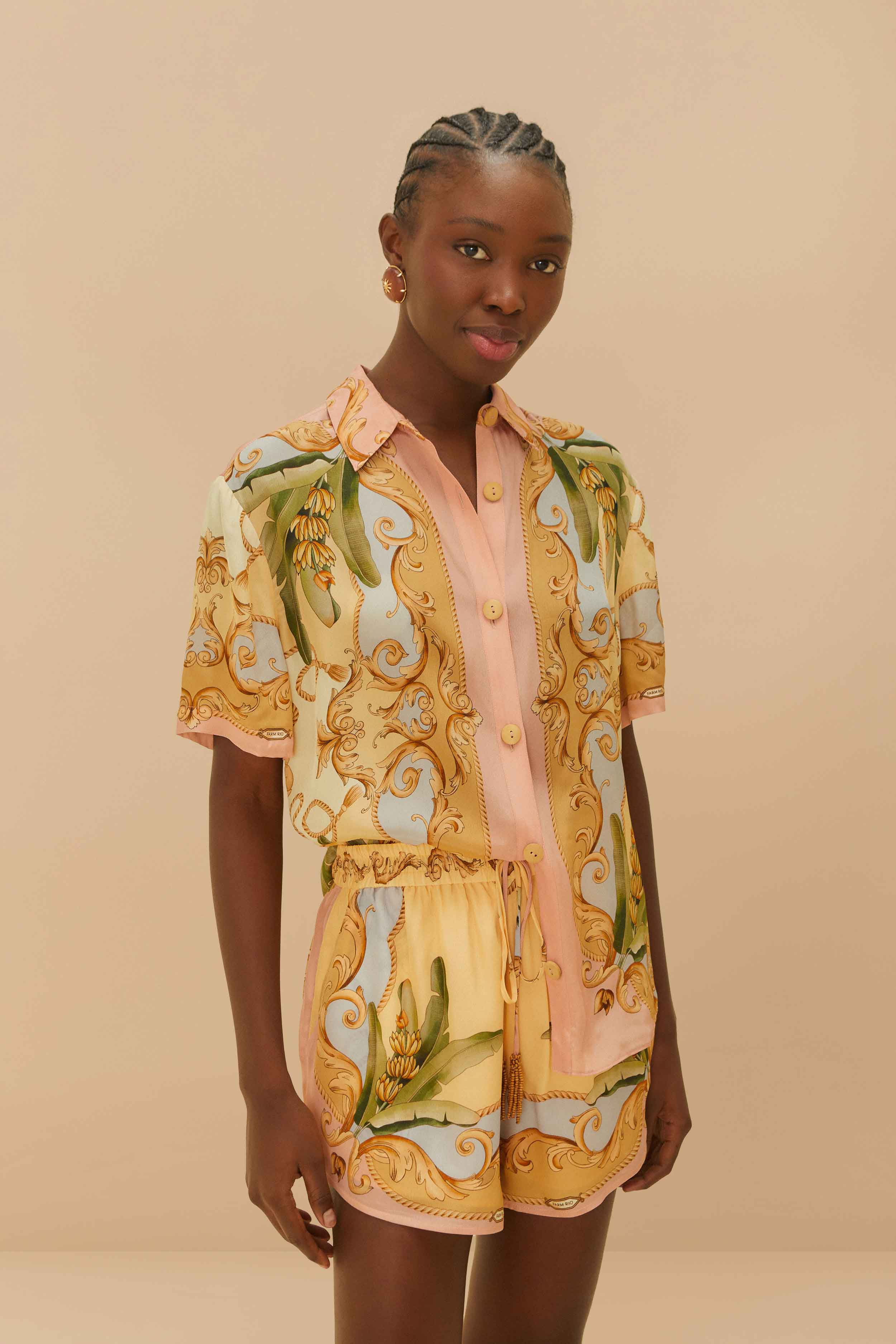 Multicolor Banana Royalty Kaleidoscope Shorts