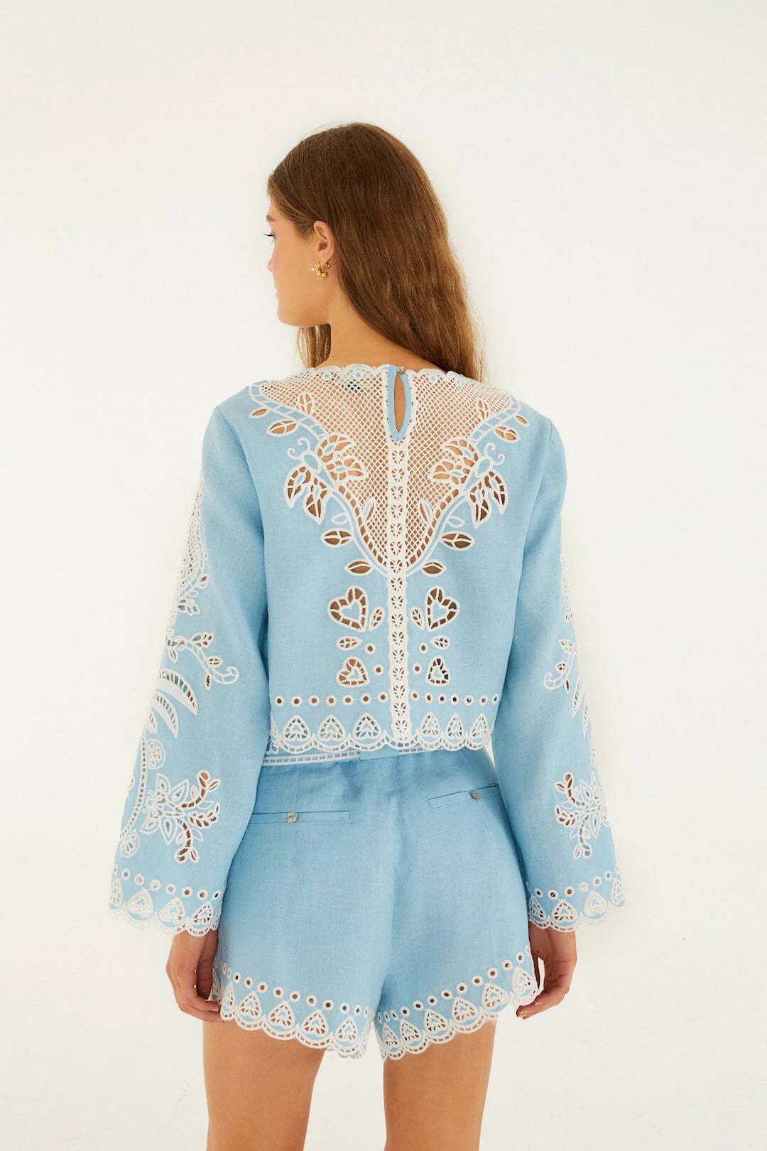 Light Blue Romantic Richelieu Euroflax™ Premium Linen Shorts