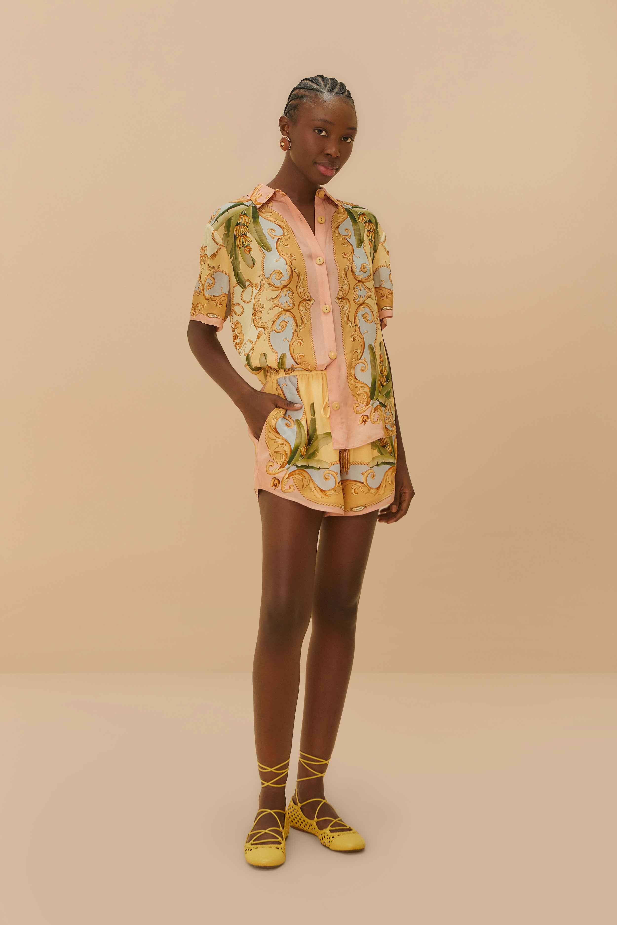 Multicolor Banana Royalty Kaleidoscope Shorts