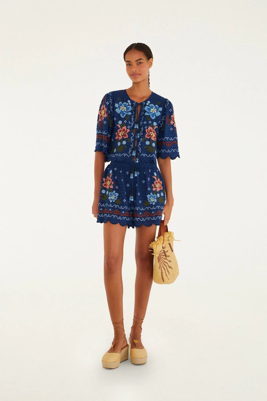 Dark Blue Stitched Garden Blouse