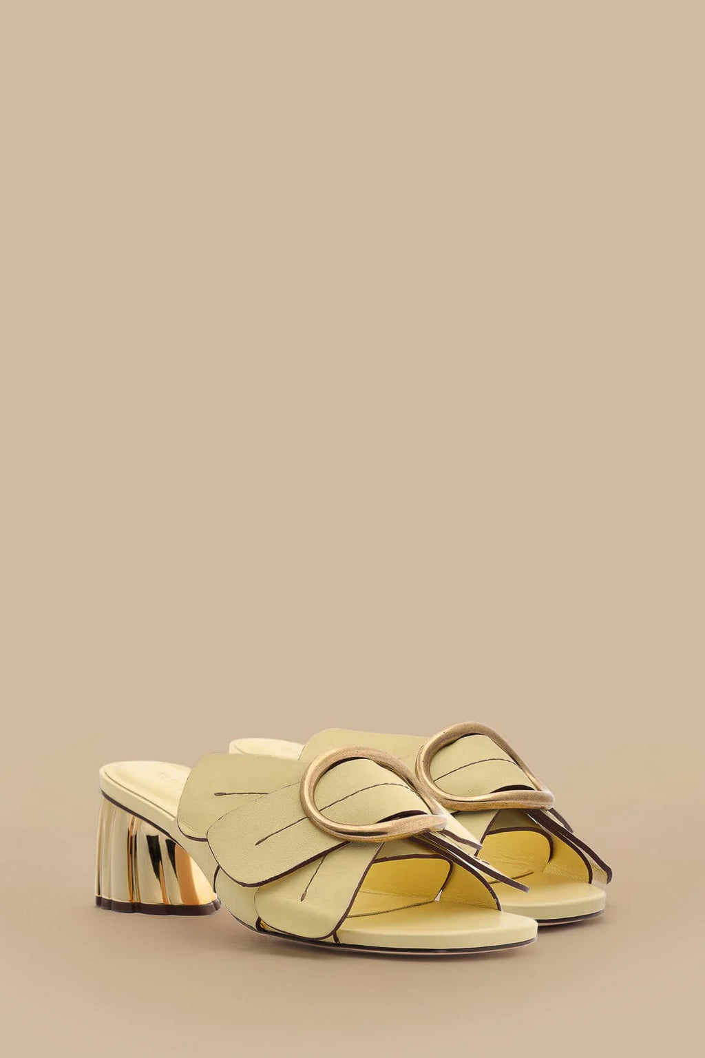 Banana Yellow Daisy Heeled Mule