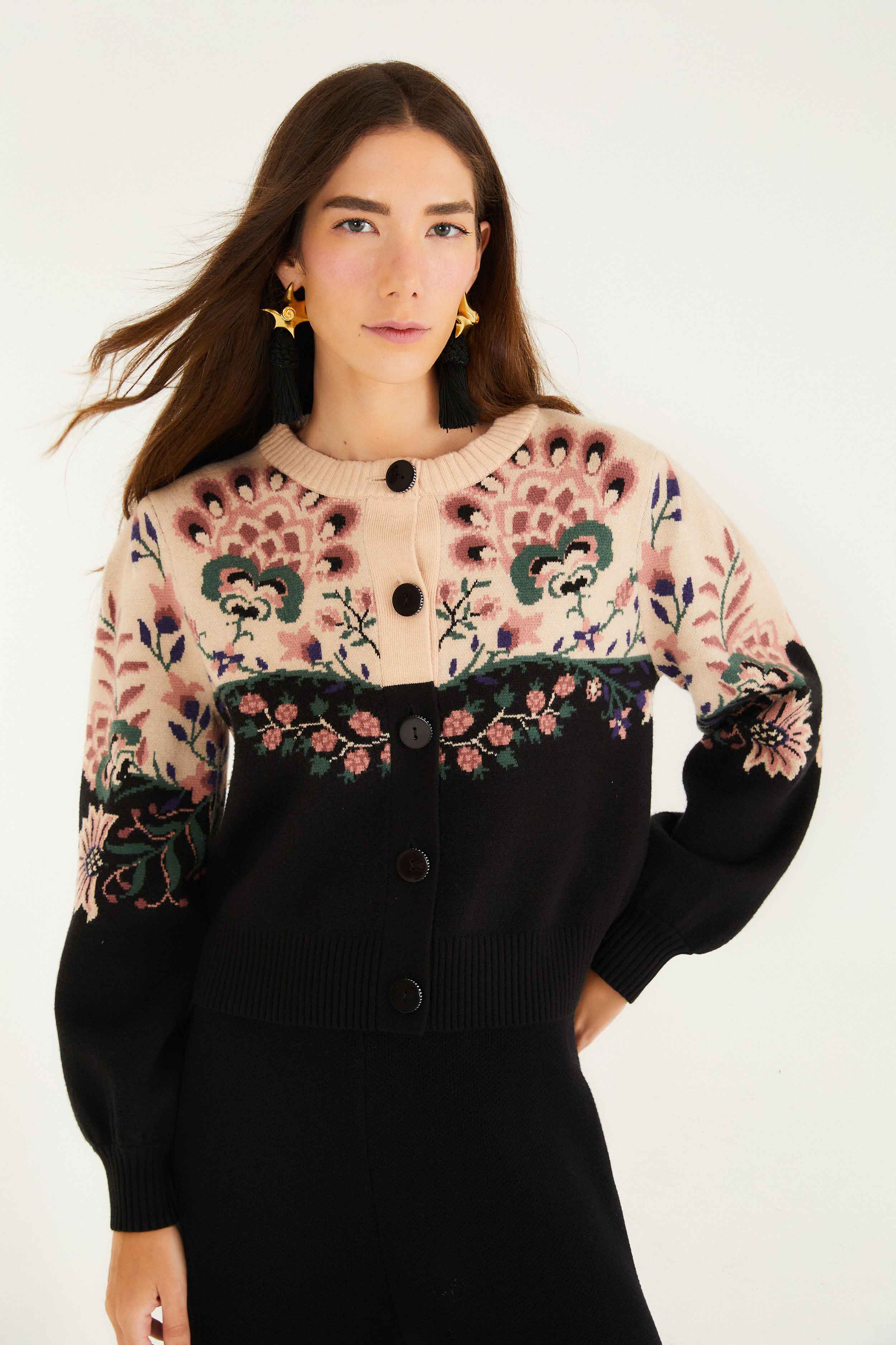 Belle Garden Mixed Knit Cardigan